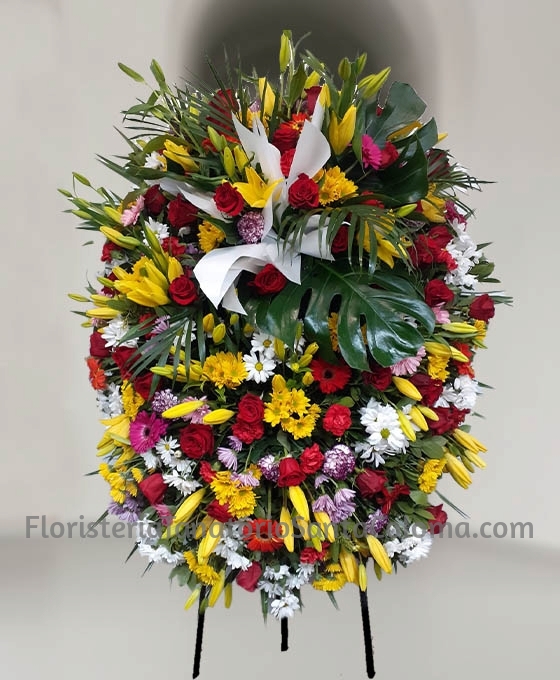 Corona Funeraria Roja y Amarilla Santa Coloma de Gramanet
